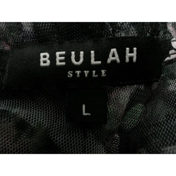 Beulah Womens Large Sheer Black Floral Ruffle Tull Mesh Romantic Mini Dress - Picture 10 of 14